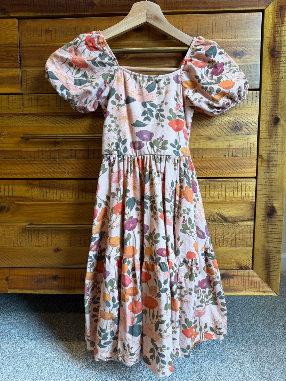 Alice + Ames Girls Pink Floral Puff-Sleeve Tiered Dress 🌸 🌼 🌺